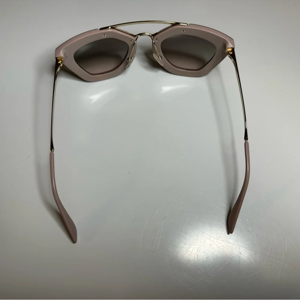Prada Cinema Iconic Cat Eye Sunglasses 09Q Opal Pink Gold Aviator Gradient - Picture 5 of 14